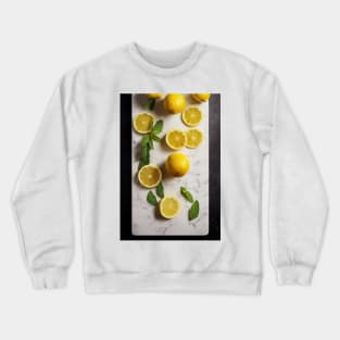 Lemon slices on stone table Crewneck Sweatshirt